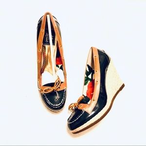 Milly x Sperry Top-Sider Cunard Navy Patent Wedges